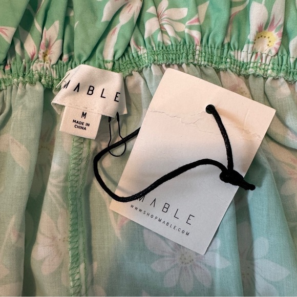 NEW Mable Medium Green Floral Off Shoulder Midi DRESS Cottage Coquette Feminine - Picture 5 of 7